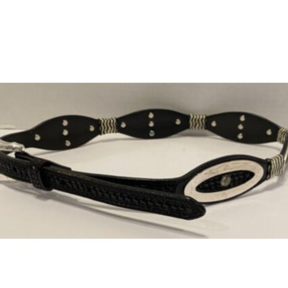 DDD 3-D Black Hand Tooled Leather Western Belt Sz 32 Braided Woven Cowgirl - Picture 2 of 6